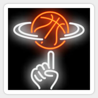 Basketball Lover , Basketball Design ,Neon Basketball Spinning Sticker